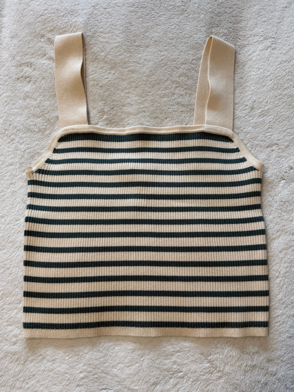 Madewell Striped Ribbed Tank - Cream & Teal Size S